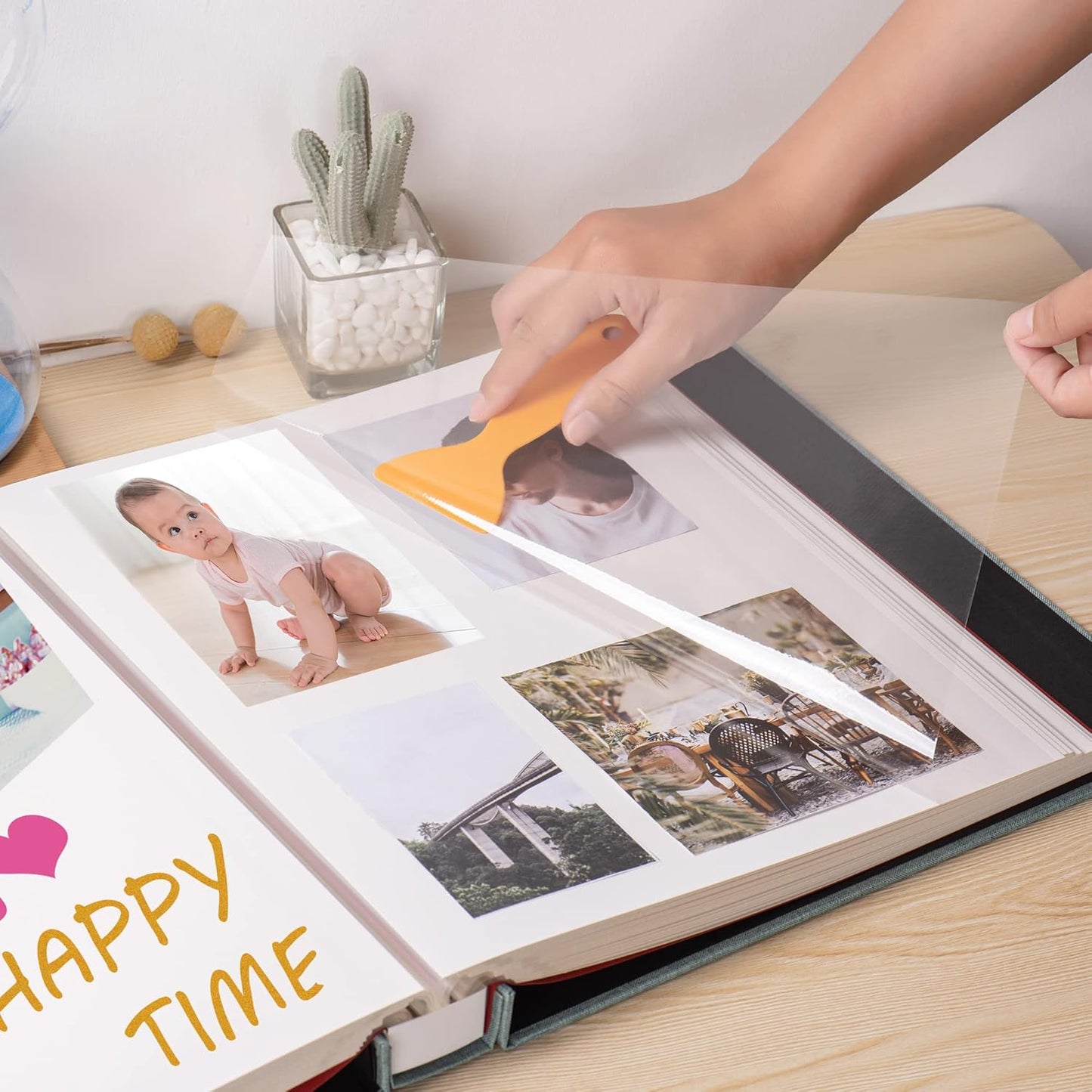 Large Photo Album Self Adhesive 4x6 8x10 10x12 Scrapbook Magnetic DIY Length 13 x Width 12.8 (Inches) 120 Sticky Pages Linen Cover Album(Green), 13''x12.6'' 120Pages