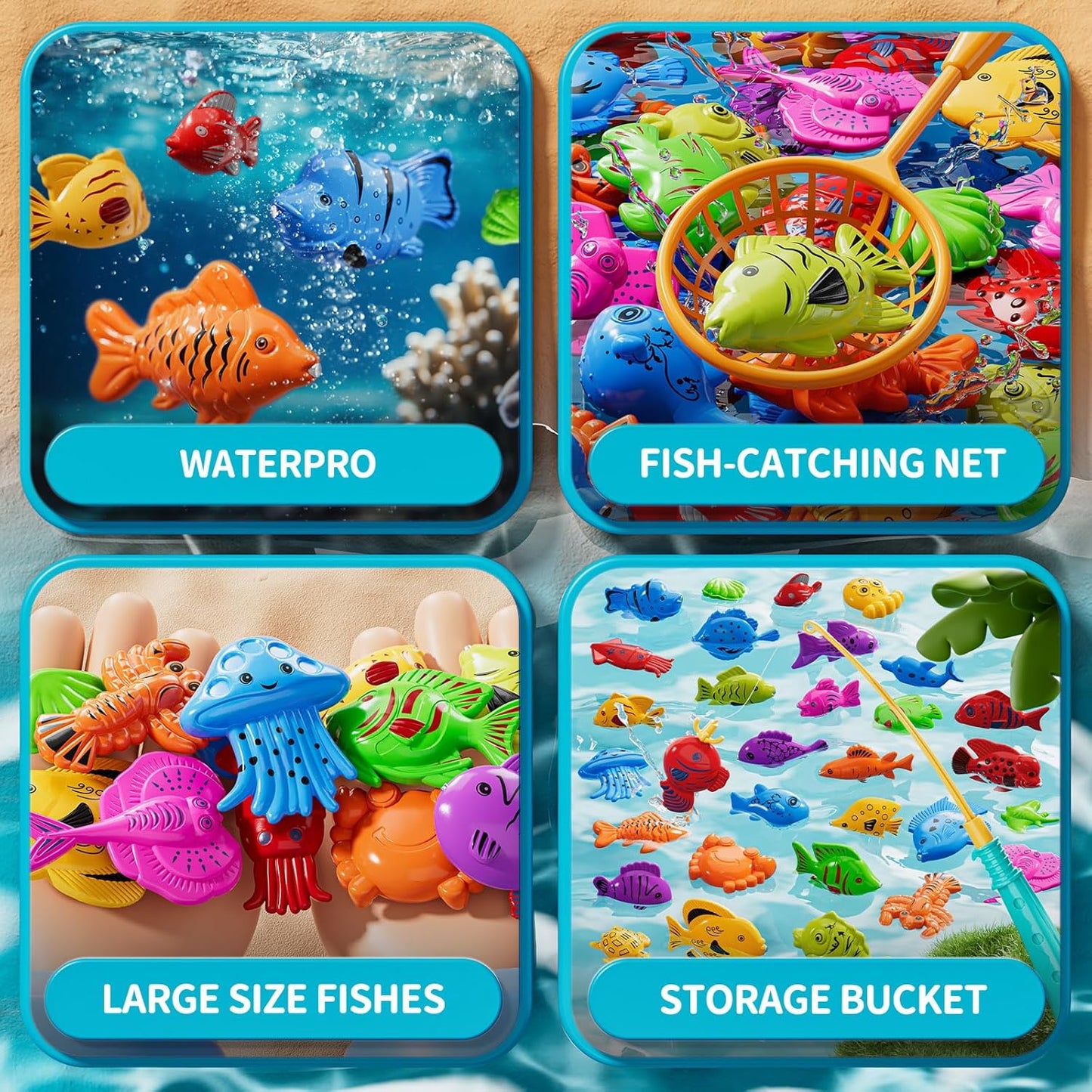 Magnet Fishing Toys Game for Kids 3-5 - Floating Fish Toys with Inflatable Kiddie Pool, Bath for Toddlers, Pole Rod Net, Outdoor Party for Boys Girls Kids Age 3 4 5 6 7 8 Year Old