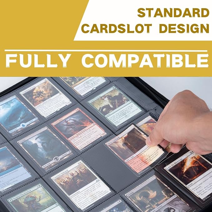 1000+ Pockets Trading Card Binder, 16-Pocket Card Ablum Compatible with MTG,Sports Cards & Other Standard Size Trading Cards (Yellow)
