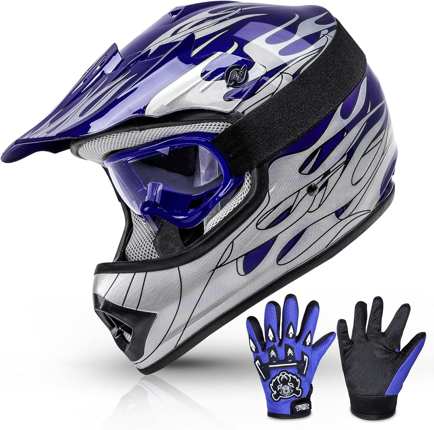TCMT Dot Youth & Kids Motorcycle Off-Road Helmet Full Face Motocross Street Dirt Bike Mountain Bike BMX MX ATV Helmet+Goggles+Gloves New