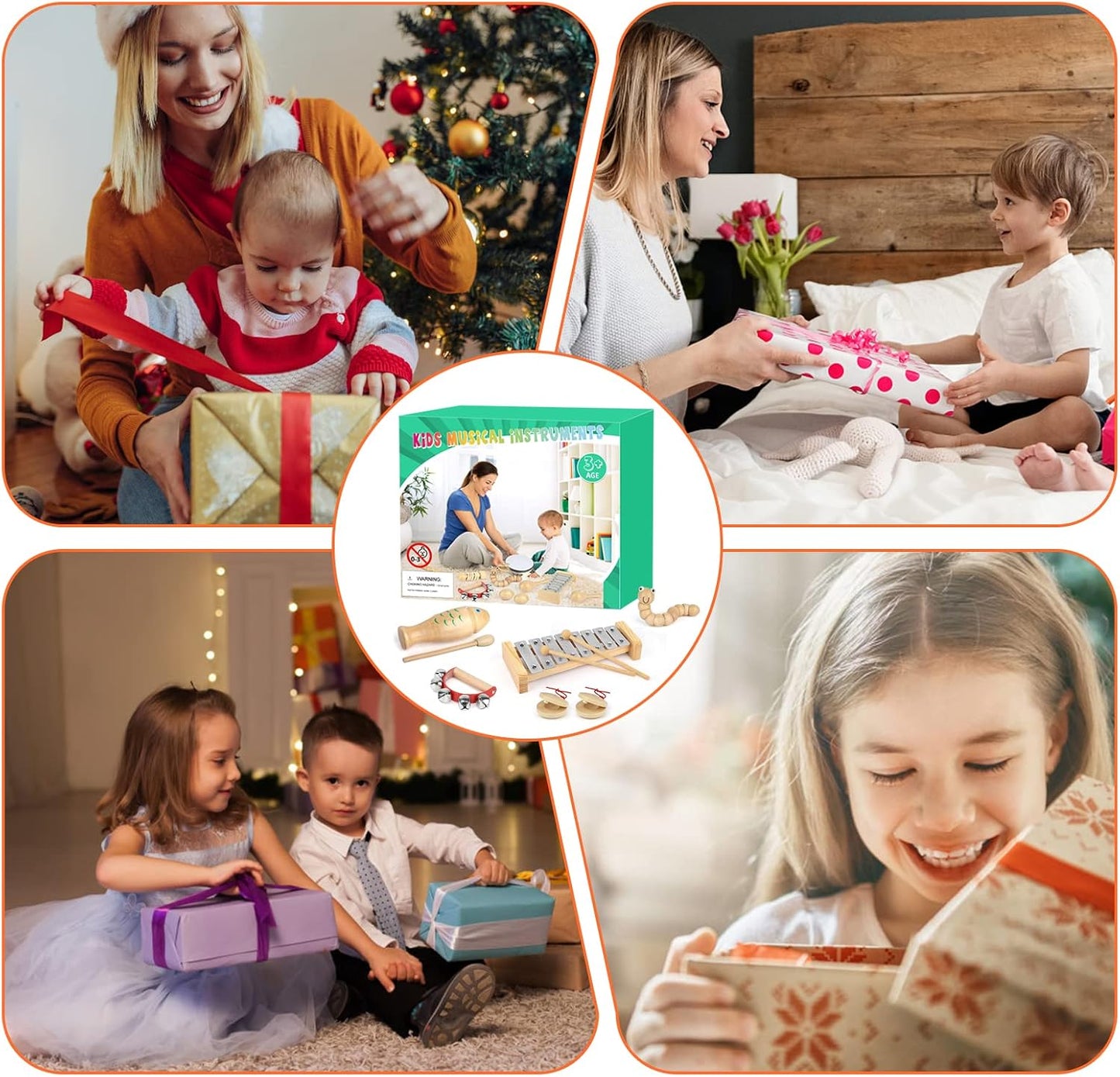 Kids Musical Instruments,100% Natural Wooden Music Percussion Toy Sets, 23 Pcs Tambourine Xylophone Toys for Kids, Girls Boys Preschool Education Early Learning Musical Toys with Bags