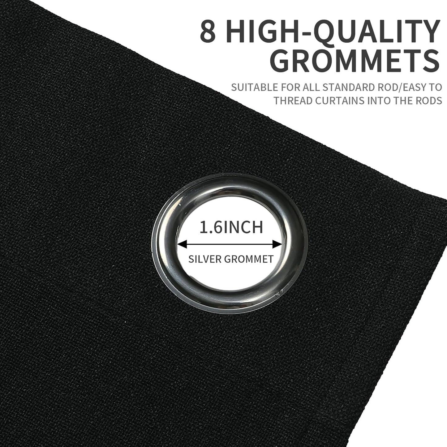 Joydeco Blackout Curtains 84 Inches Long 2 Panels Burg, Room Darkening Curtains for Bedroom, 100% Black Out Textured Thermal Drapes Privacy Protection 2 Panels Set(W52 x L84 Inch, Black)