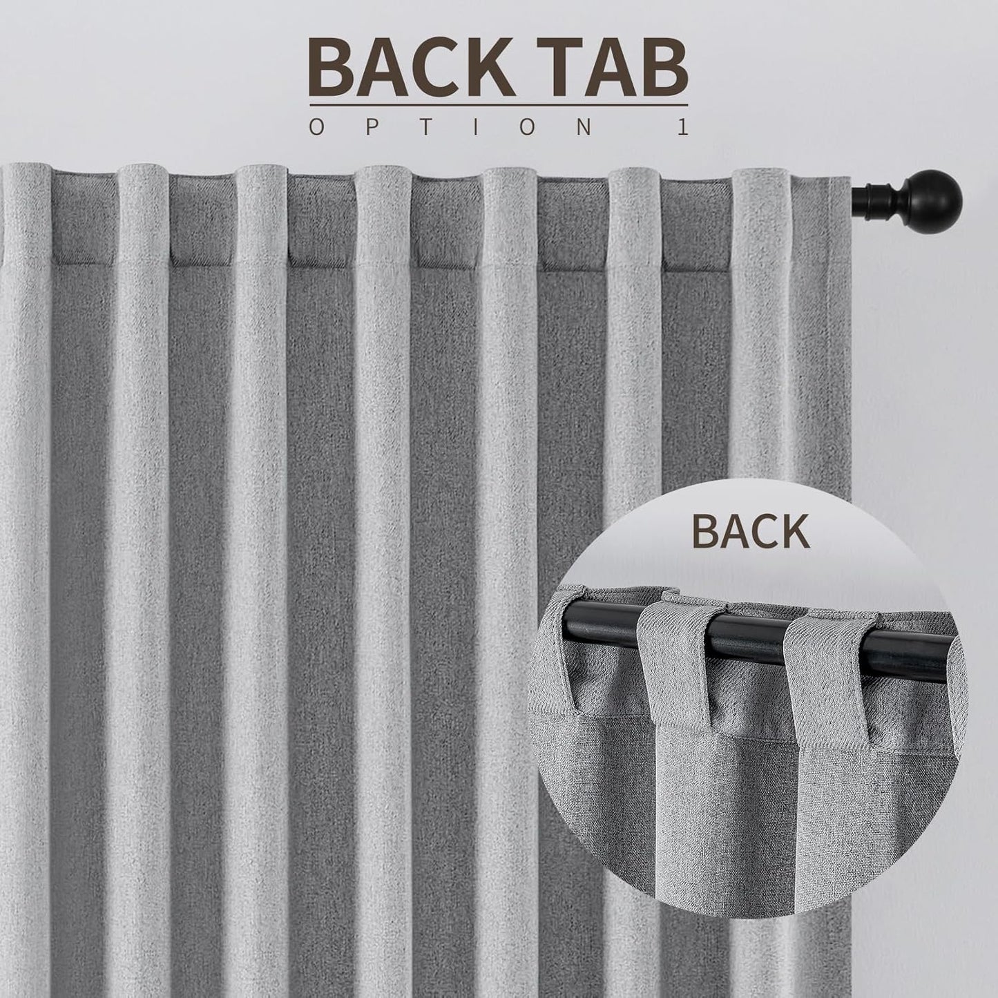 Joydeco Faux Linen Blackout Curtains for Bedroom,Light Grey Blackout Curtains 72 inches Long,100% Blackout Solid Thermal Insulated Window Drapes Luxury Decor for Living Room（W52xL72 Inch,Light Grey）