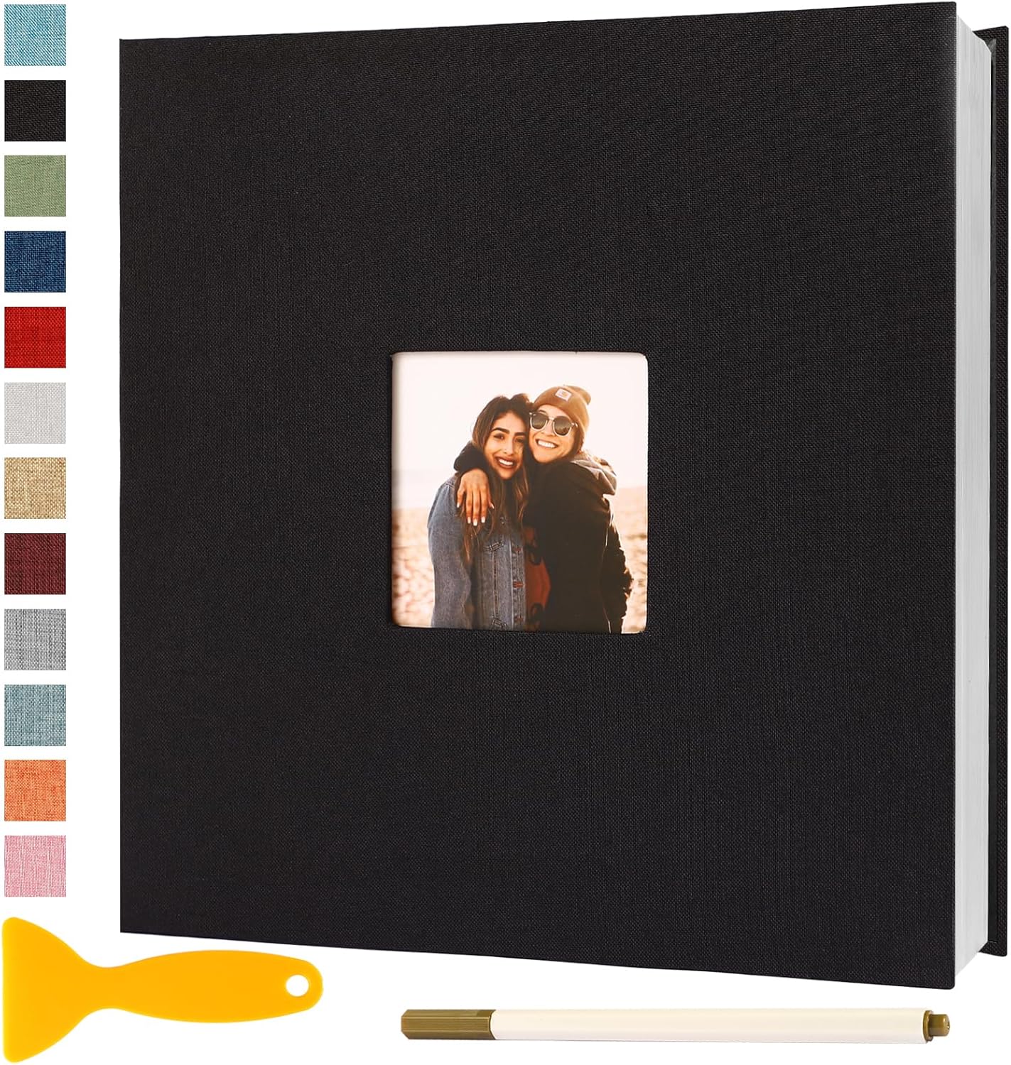 Photo Album Self Adhesive Pages Scrapbook Magnetic Photo Albums for 4x6 5x7 8x10 Pictures Sticky Pages Books for Baby Family Wedding 11x10.6 Black 60 Pages