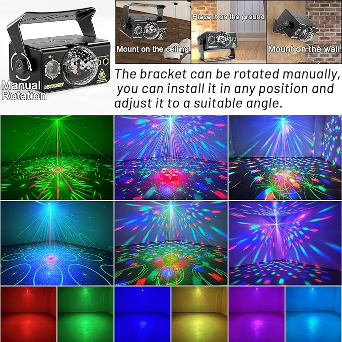 Party Lights, DJ Disco Light Disco Ball Light Sound Activated Strobe Stage Lights for Parties Birthday Christmas Gift Wedding Karaoke KTV Bar Club Pub Dance Home Room Halloween Decorations