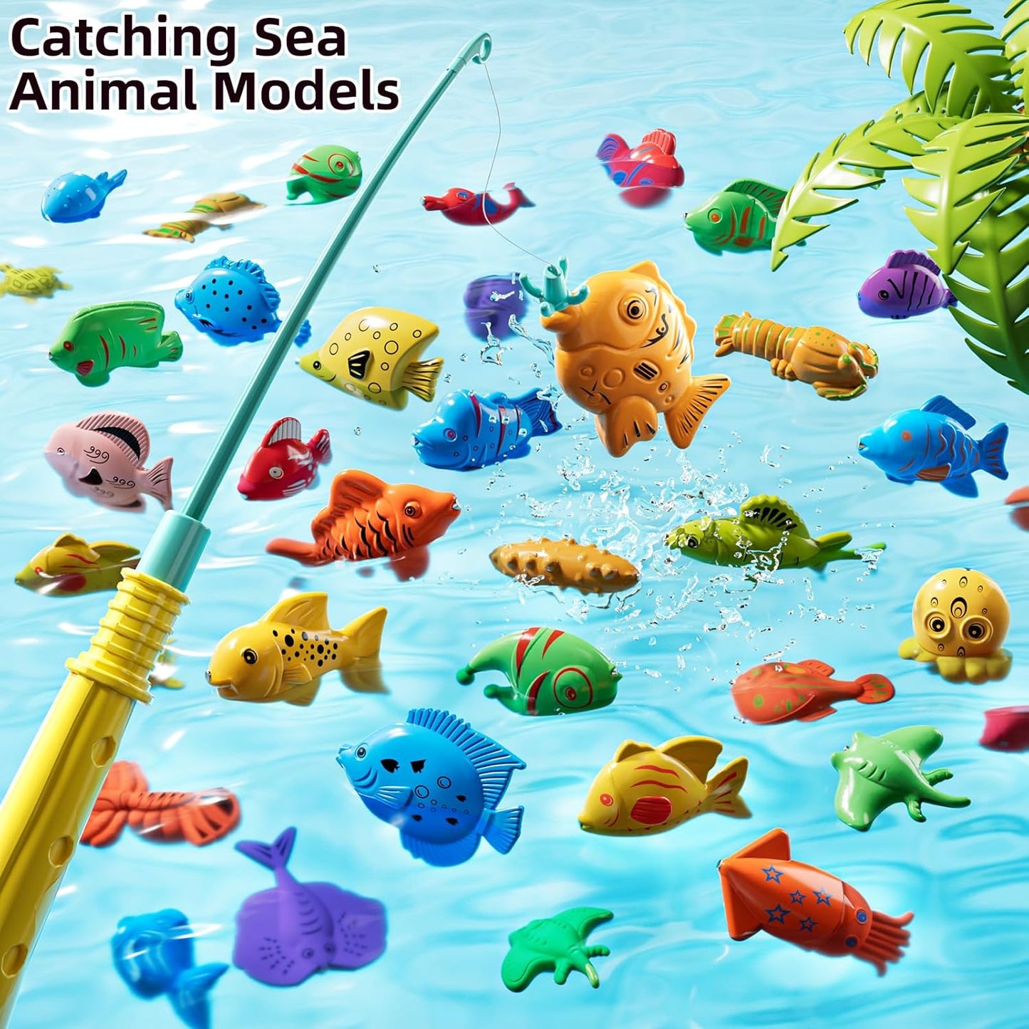 Magnet Fishing Game for Kids 3 4 5 6 7 8 Years Old - Pool Bath Toys for Toddlers, Pole Rod Net, Floating Fish Toys, Outdoor Party Toys for Boys Girls Kids Age 3-8 8-12 Year Old