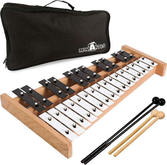MINIARTIS Glockenspiel Xylophone | Full Size Glockenspiel Xylophone 27 Note Metal Keys for Adults & Kids | Percussion Musical Instrument Includes 2 Wooden Beaters and Carry Case
