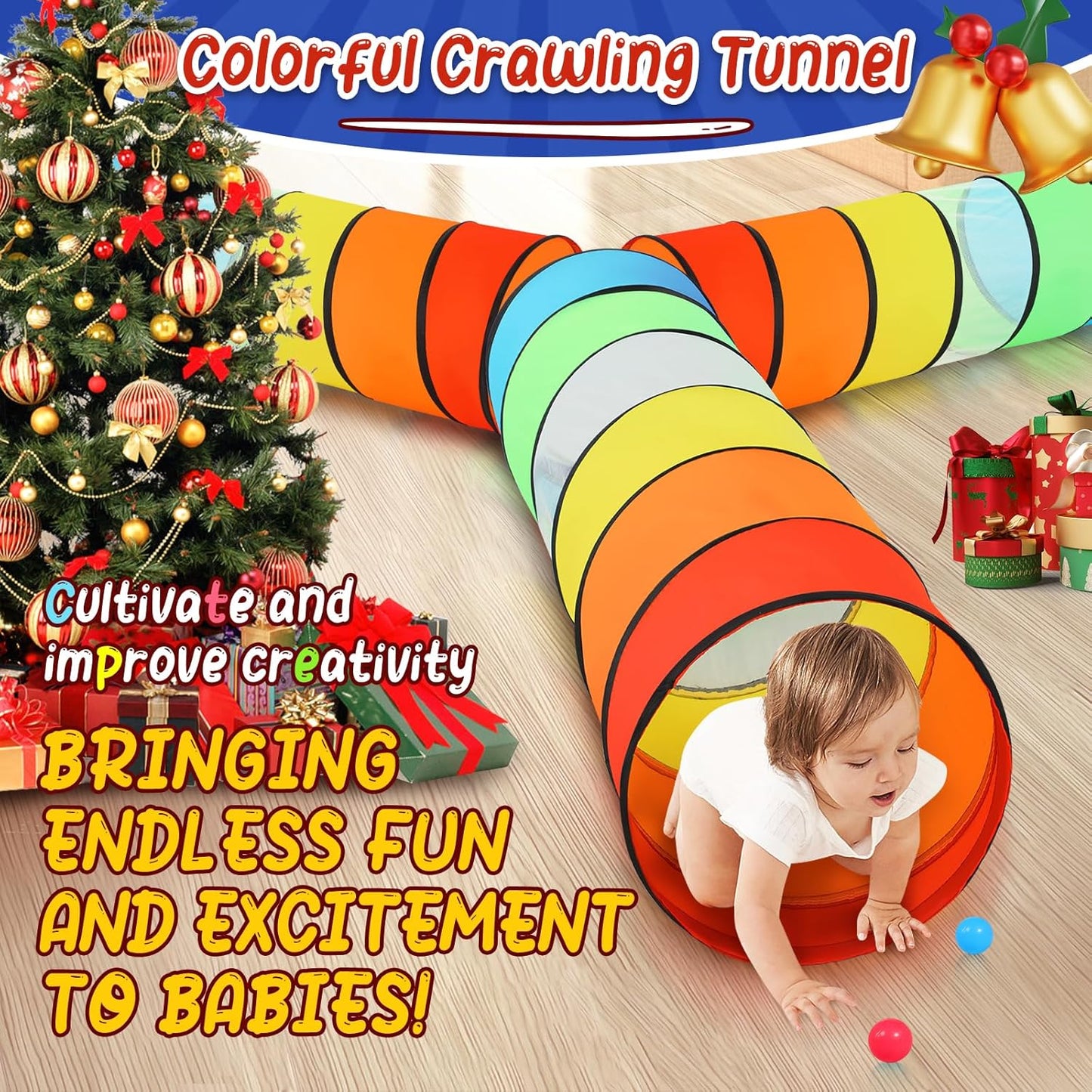 Moncoland Kids Play Tunnel Tent for Toddlers, Pack of 2 Colorful Pop Up Crawl Tunnel Toy for Baby or Pet, Collapsible Gift for Boy and Girl Play Tunnel Indoor and Outdoor Game