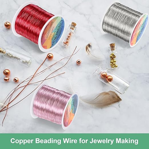 0.2mm Jewelry Wire, 32 Gauge 328FT Craft Wire Copper Beading Wire for Jewelry Making/Planting/Weaving/DIY Crafting, Soft Metal Wires [100M, Copper Tone]