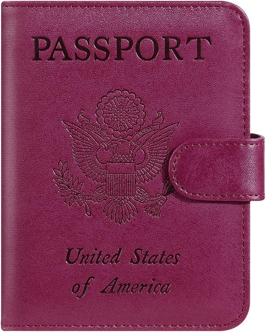 Passport Holder Cover Wallet RFID Blocking Leather Card Case Travel Accessories for Women Men (Purple)