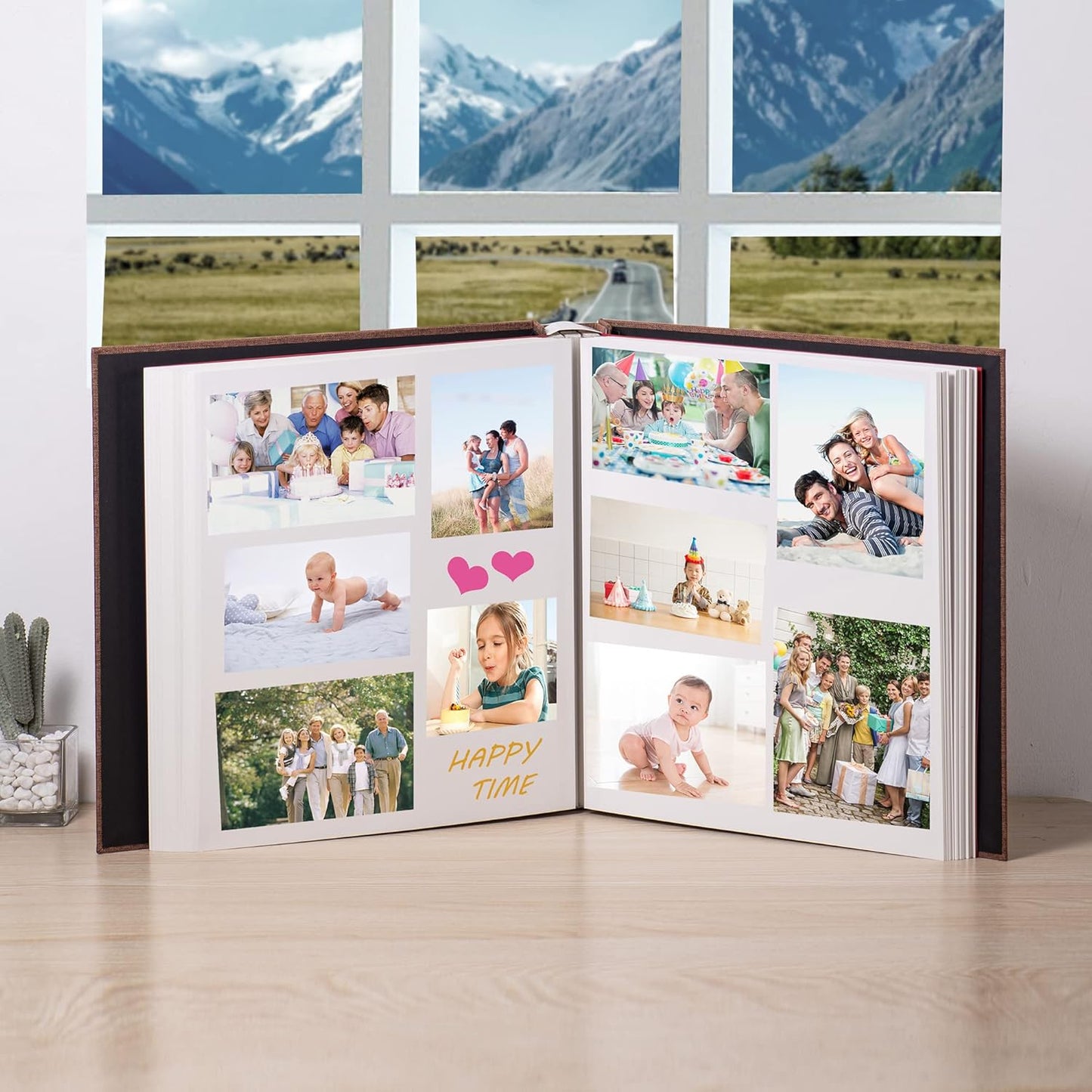 Large Photo Album Self Adhesive 4x6 8x10 10x12 Scrapbook Magnetic Album DIY Scrapbook Length 13 x Width 12.8 (Inches) 120 Sticky Pages Linen Cover DIY Photo Album(Brown)