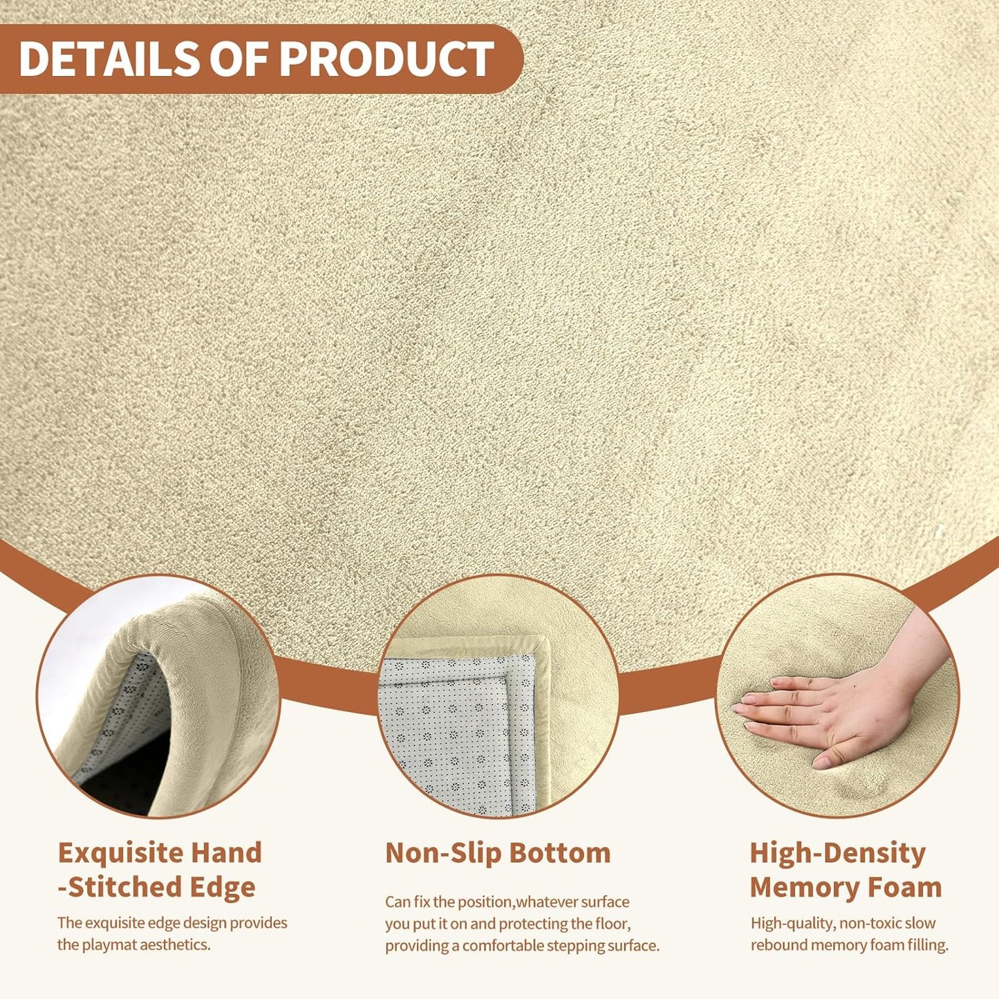 Baby Play Mat for Floor - 1.4" Thick Memory Foam Rug, 80"x70" Playpen Tummy Time Mat, Soft Velvet Nursery Rug, Large Padded Crawling Mat, Cushioned Pads for Playroom Toddlers, Infants, Yoga, Tatami