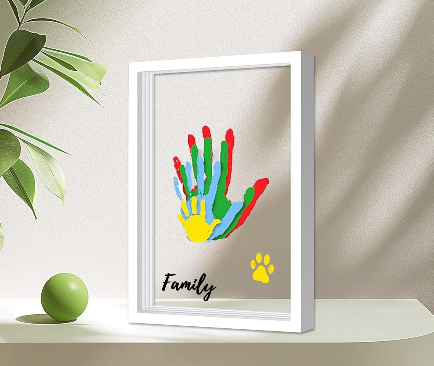VidwanHome White Family Handprint Kit - DIY Craft Keepsake Frame, Baby Hand Print Kits, Family Gifts for New Mom, New Parents, Grandparents, Father's Day, Mother's Day, Anniversary (White)