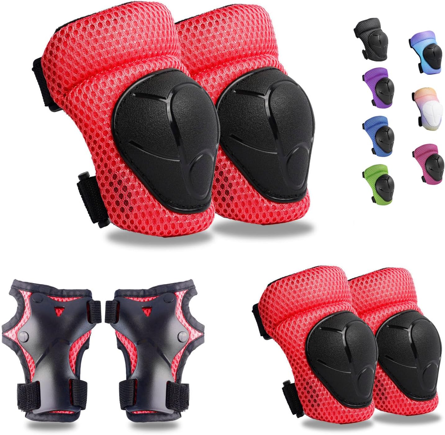 Knee Pads Elbow Pads Wrist Guards Set for Kids,Upgraded Protective Gear for Toddle 4-12 Boys or Girls Children Roller Skating Scooter Skateboarding Bike Roller Blade