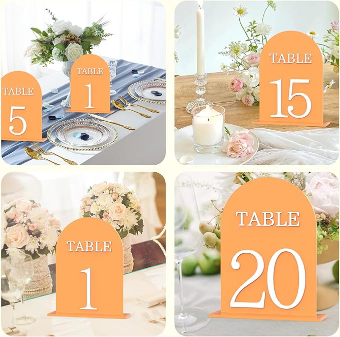 Arch Wedding Table Numbers 1-20 with Stands, 5" X 7" Double Sided Acrylic Wedding Sign Holders, Durable Non-Fading Table Number for Wedding Reception, Events, and Centerpieces