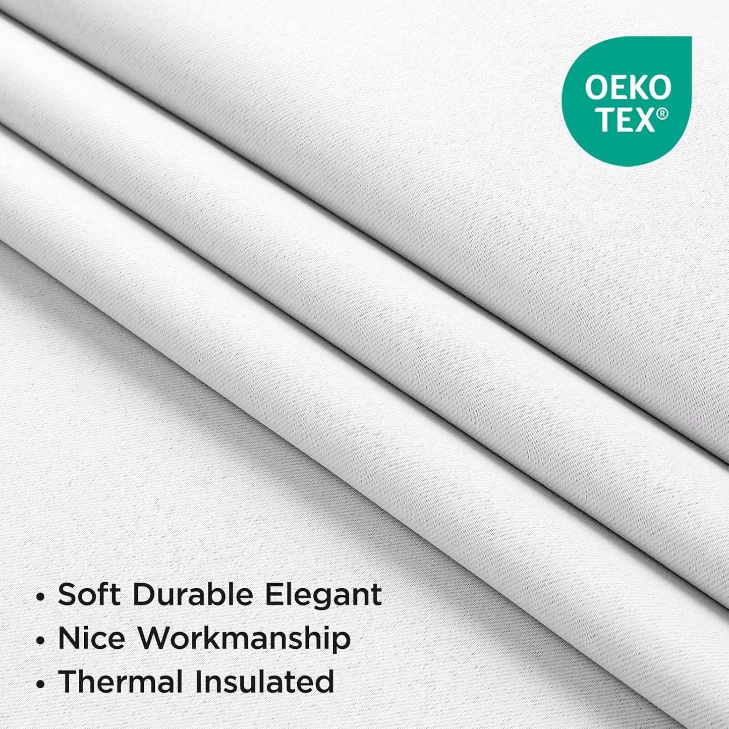 Joydeco 108 Inch 60% Blackout White Curtains 2 Panels, Elegant Semi Sheer Curtains for Bedroom,Thermal Insulated Black Out Drapes for Living Room,Rod Pocket Back Tab Drapes(W52 x L108 Inch,Pure White)