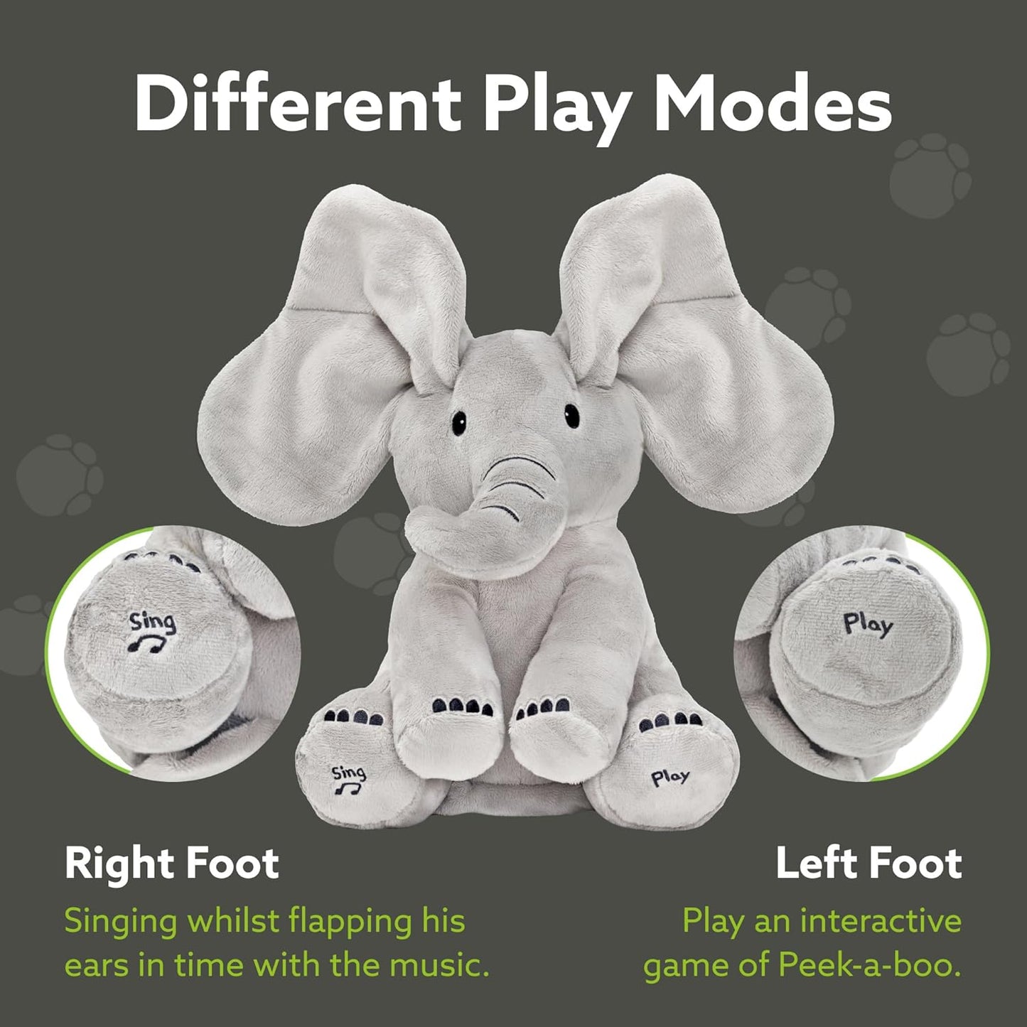 Tippi Peek a Boo Elephant Toy - Interactive Singing Elephant Teddy with Flapping Ears - for Newborn Baby Boys or Girls - Peekaboo Soft Toy for Babies 0-12 Months +