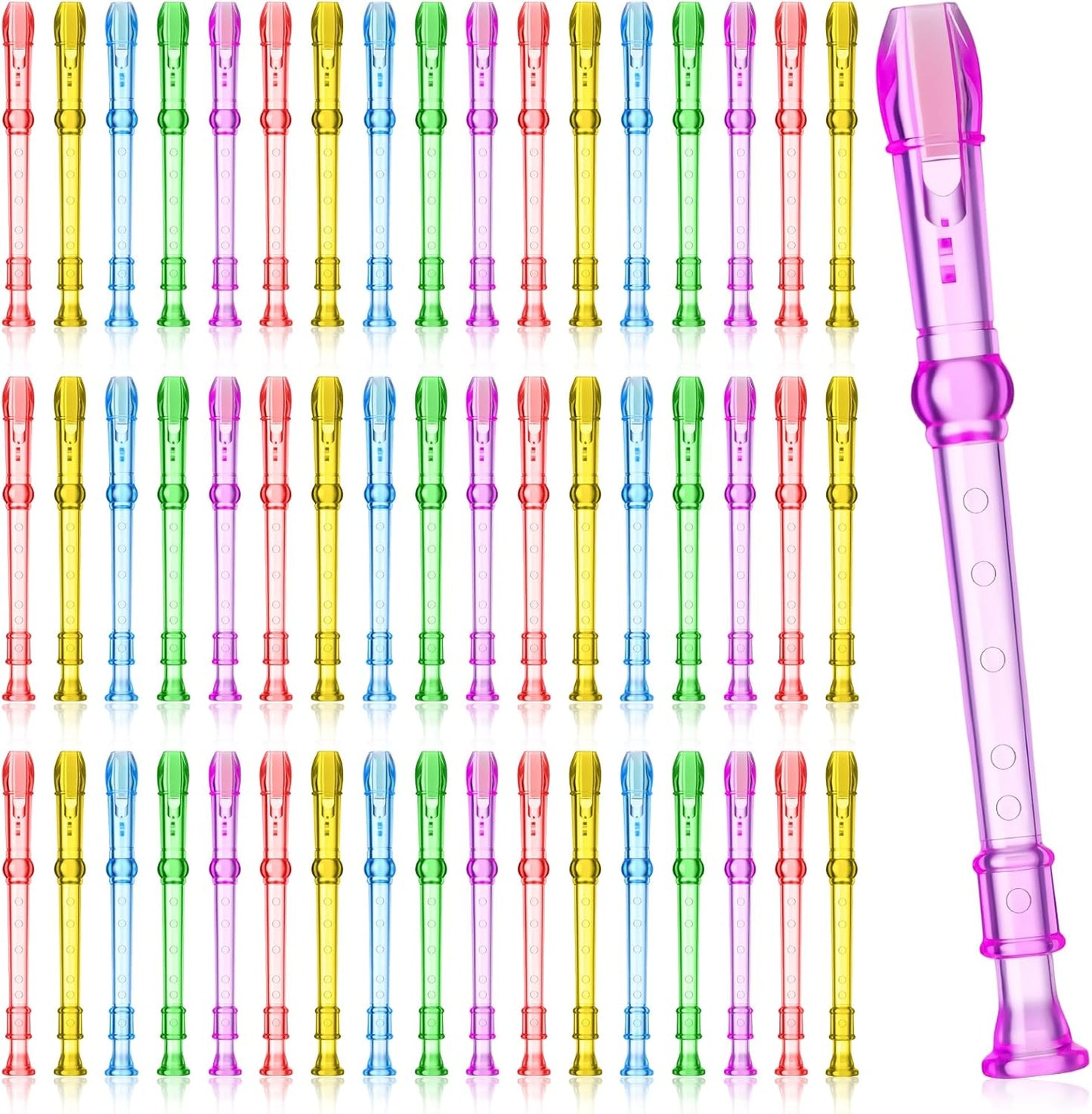 100 Pieces Mini Translucent Soprano Recorder Plastic 6 Hole Soprano Descant for Kids Bulk Baroque Style Musical Recorders Bulk for Beginners Kids Flute