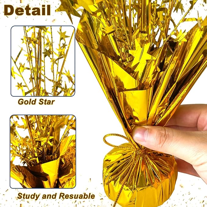 12 Pack Metallic Foil Spray Centerpiece Star Table Decoration Burst Table Centerpieces for Birthday Wedding Anniversary Graduation Holiday Party Supplies Decor, Gold
