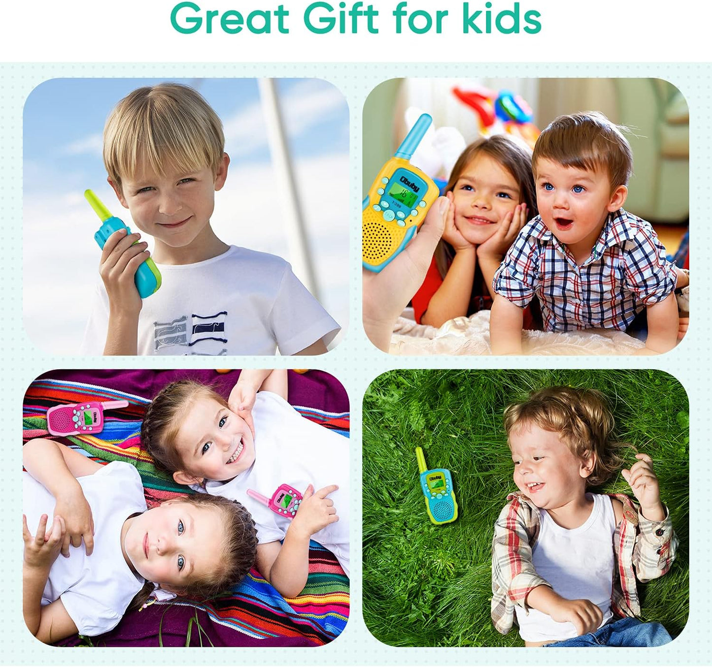 Obuby Toys for 3-12 Year Old Boys Walkie Talkies for Kids 22 Channels 2 Way Radio Gifts Toys with Backlit LCD Flashlight 3 KMs Range Gift Toys for Age 3 up Boy and Girls to Outside , Hiking, Camping