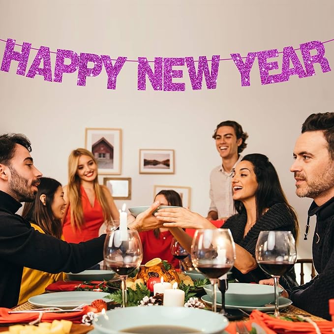 BEISHIDA 116 PCS A-Z Glitter Purple DIY Letter Banner Kit Make Your Own Banner，Including 111 Letters and Numbers 3 Rope and 2 Threading Device,Customized for Birthday Graduation Wedding Party Decor