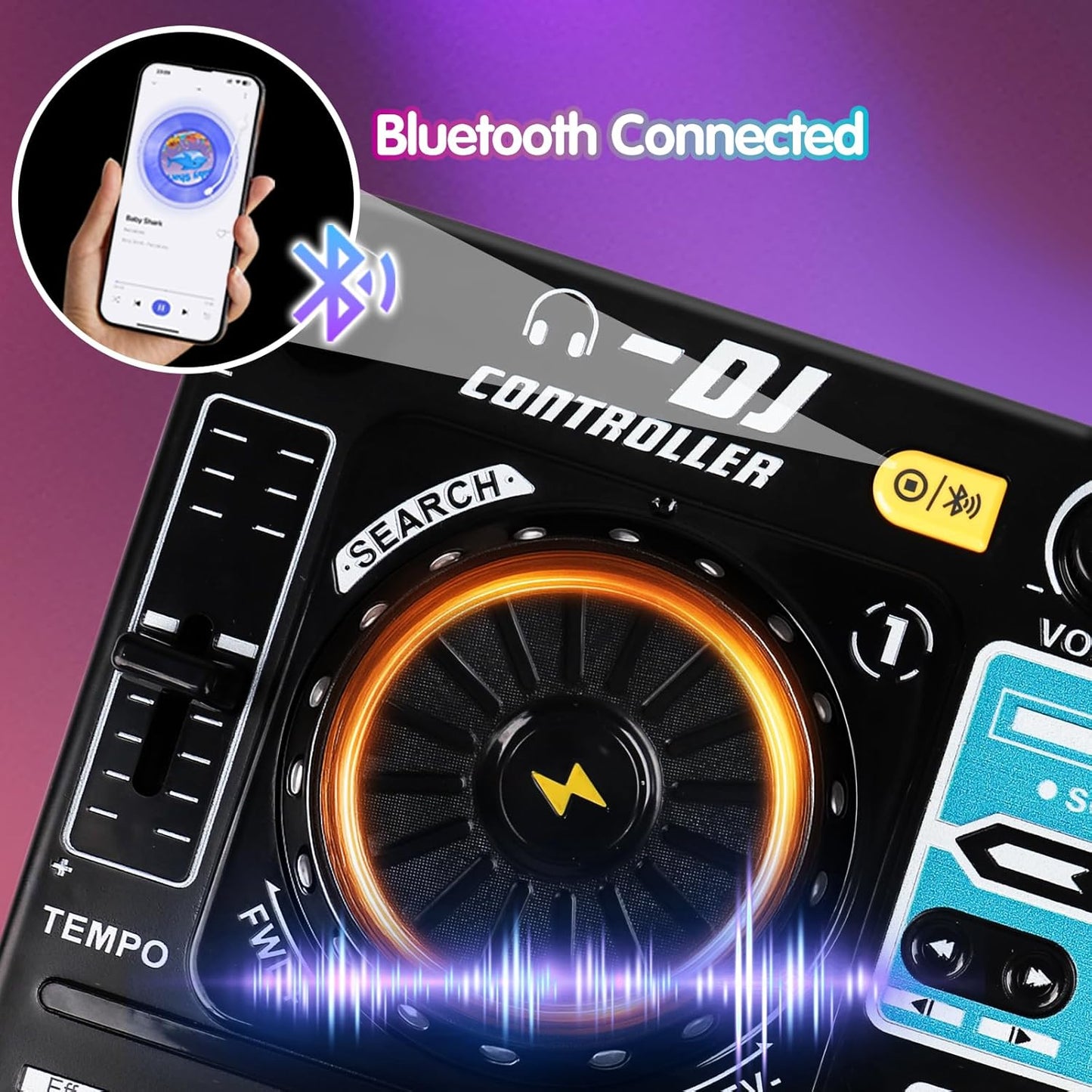 Kids DJ Mixer Controller Table Musical Toy Electronic Bluetooth Toy with LED Lights Sound Effect Microphone Piano DJ Board Key Musical Instruments Birthday Gift Toys for 3 4 5 6 7 Year Old Boy Girl