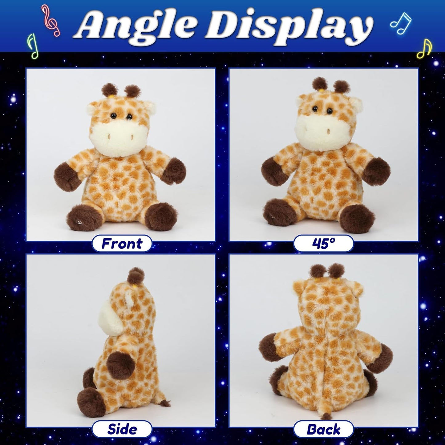 Cuteoy Musical Plush Giraffe Stuffed Animal Glowing LED Light-up Nightlight Toys Singing Lullabies Birthday Christmas Plushies Gifts for Kids Boys Girls,13"