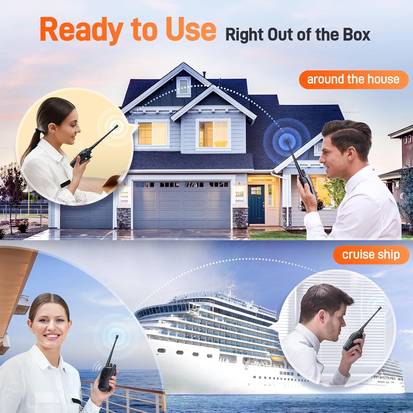 Rechargeable Long Range Two-Way Radios with Earpiece 2 Pack Arcshell AR-5 Walkie Talkies Li-ion Battery and Charger Included