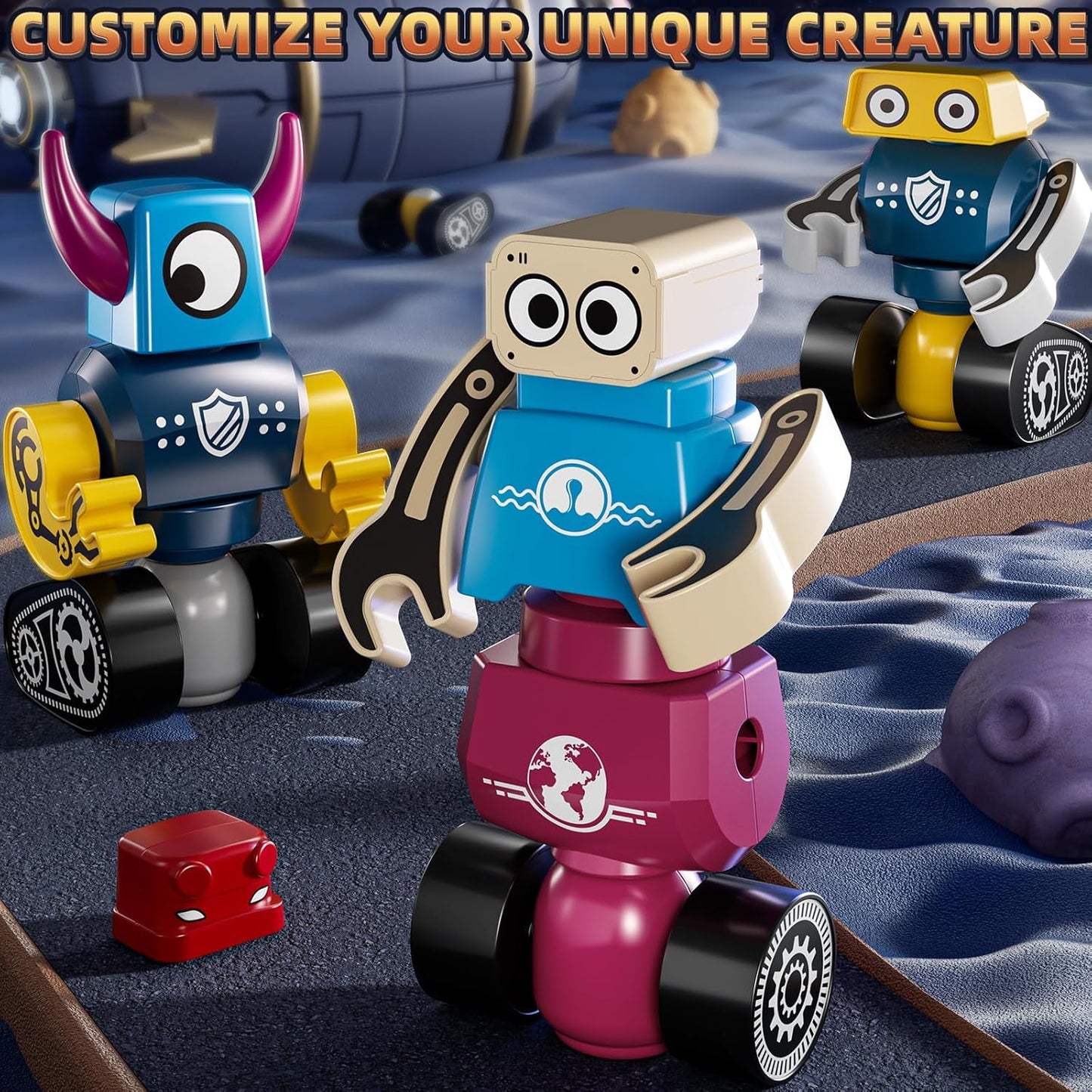 Magnets Robot Building Toys for Kids Ages 3-5 4-8 - 36 PCS Monsters Toys Robot Stacking Building Blocks Set with Storage Box, Creative Learning Christmas and Birthday Gifts for Boys Girls 2-4