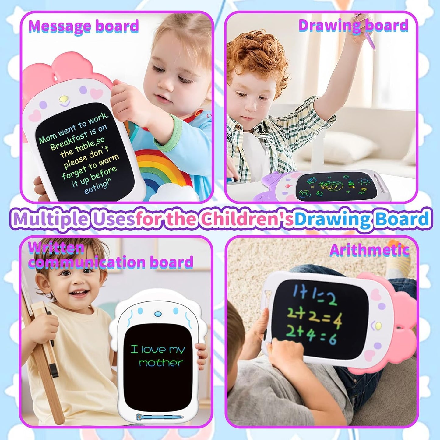 LCD Writing Tablet 10 Inch for Kids Girls, Doodle Board, Drawing Board Tablet Pad for Toddlers 3 4 5 6, Travel Toy, Pressure Sensitive, Christmas Birthday Gifts for Boy Girl(Fluffy Puppy)