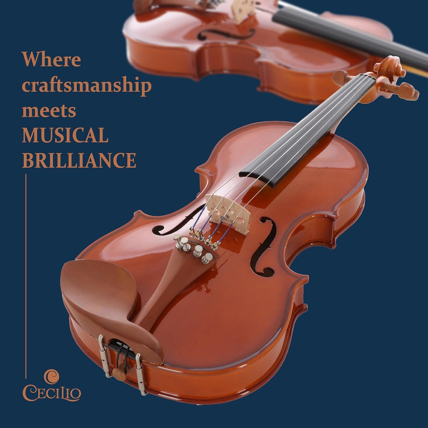 Cecilio 1/4 Violin Solidwood Violin with D'Addario Prelude Strings, Bow, Rosin, Tuner, Shoulder Rest & Lesson Book – Ideal for Beginners