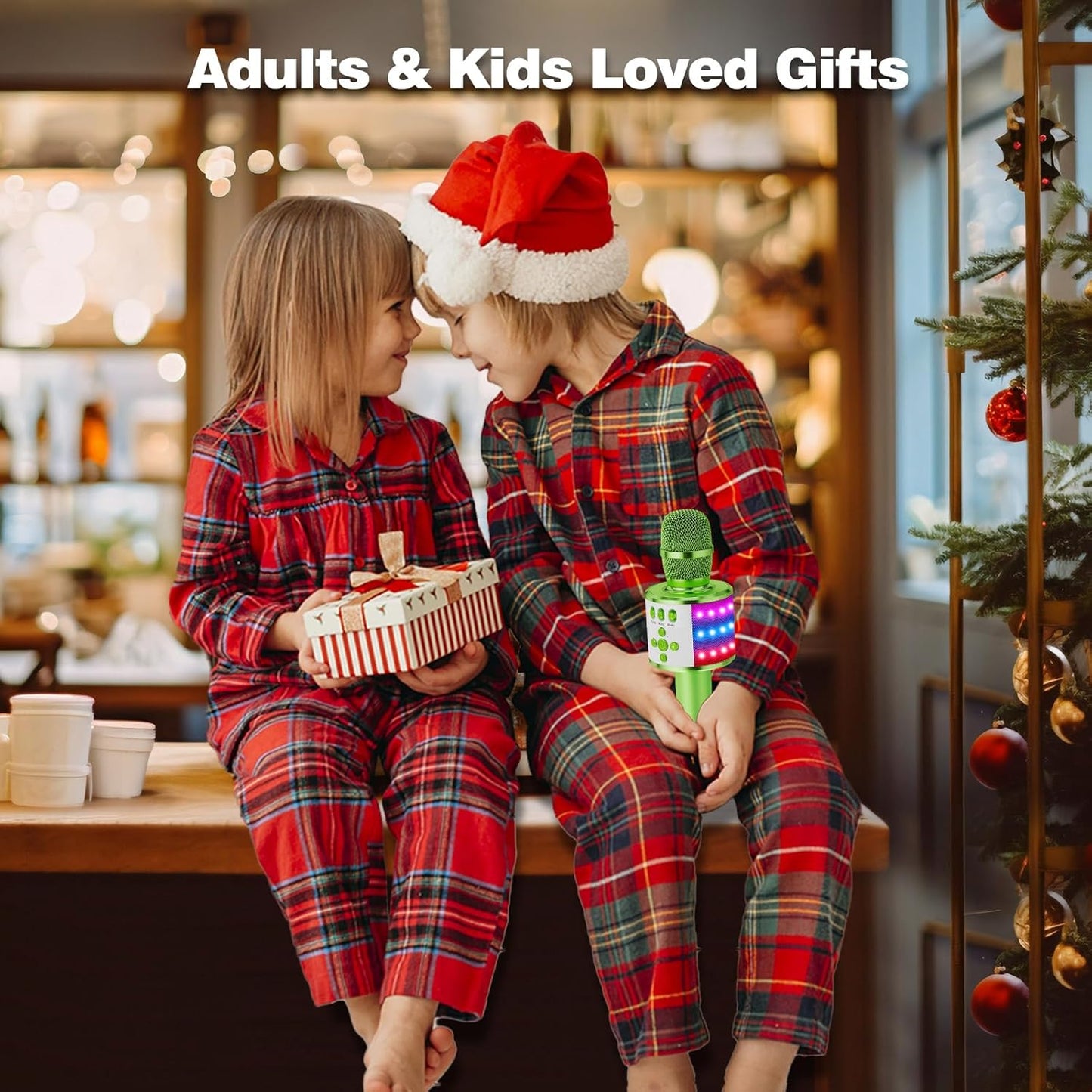 BONAOK Karaoke Microphone for Kids & Adults - Bluetooth Microphones Singing Mic with Disco Lights, Echo Effect, Built-in Speaker Portable Karaoke Player for Party Travel Gifts Q78(Green)