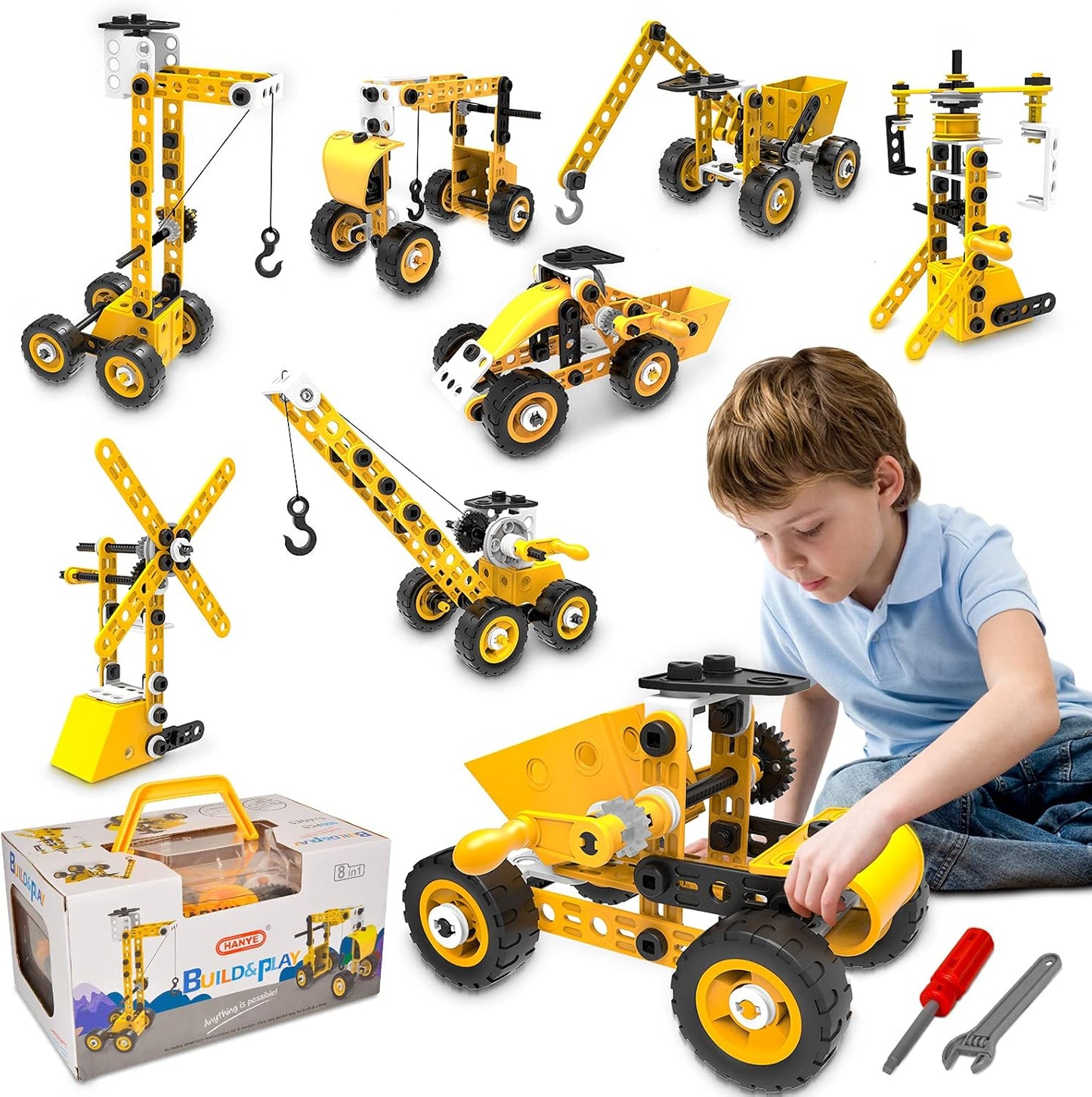STEM Building Toys, 10 in 1 Construction Set for Preschool Kids, Educational Creative Games Holiday Idea Gift for 5+ Years Old, Stem Activities for Kids Ages 4-8 5-7 6-8 Boy Birthday Gifts