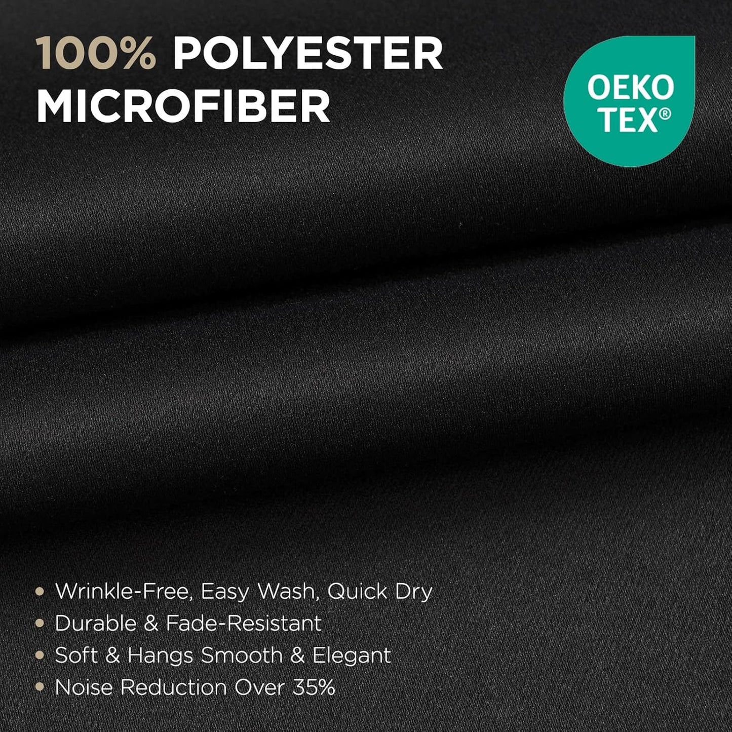 Joydeco Blackout Curtains 90 Inches Long 1 Panel, Thermal Insulated Long Curtains& Drapes 1 Piece, Room Darkening Grommet Drapes for Living Room Bedroom Window (W70 x L90 Inch, Black)