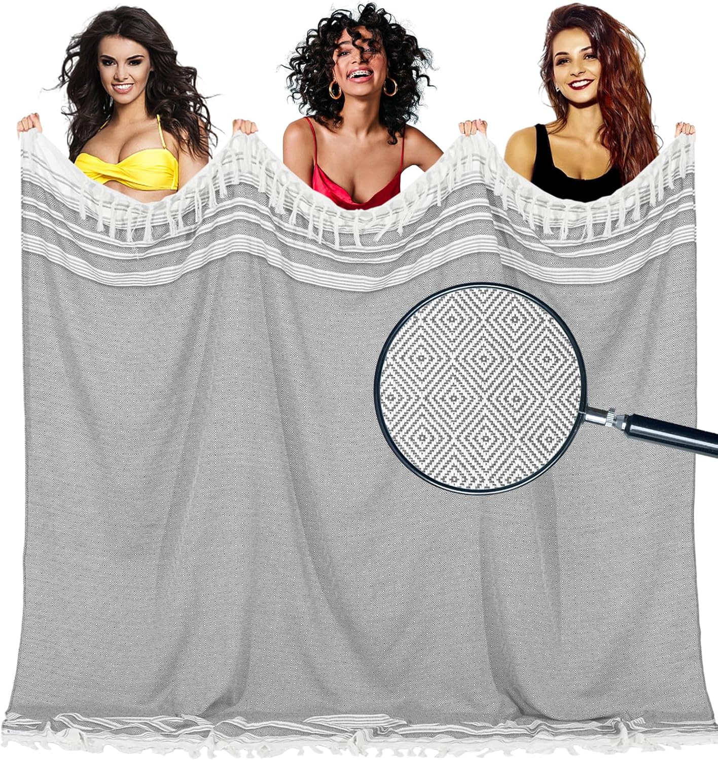 Oversized Turkish Beach Towel Blanket Cotton Giant XL Sandproof Towels Huge Linen XXL Extra Large Big Throw Quilt Blankets for Adults Cloud Travel Camping Glamping Accessories Essentials