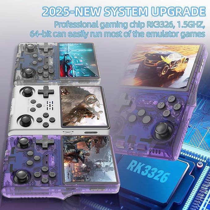 R40S PRO Retro Gaming Console, 30000+ HD Games Handheld Game Console, 3800mAh Rechargeable Mini Retro Video Console with 256GB TF Card, Portable Pocket Arcade (Transparent Purple)