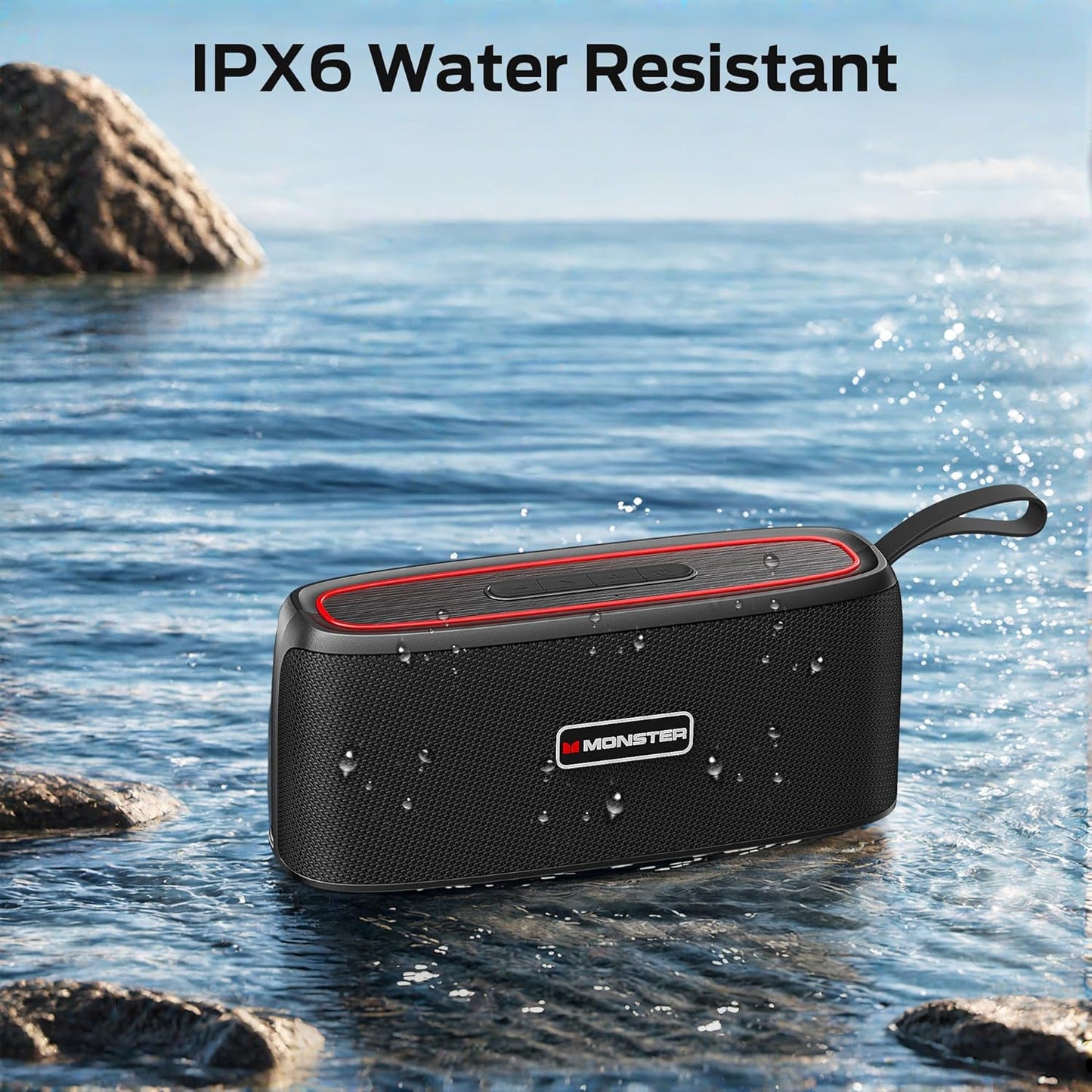 Monster Shock Portable Bluetooth Speaker, True Wireless Speaker, 30W Loud Stereo Sound, IPX6 Waterproof,17 Hours Playback, Bluetooth 5.4 TWS Pairing ，Outdoor Speakers with Handle