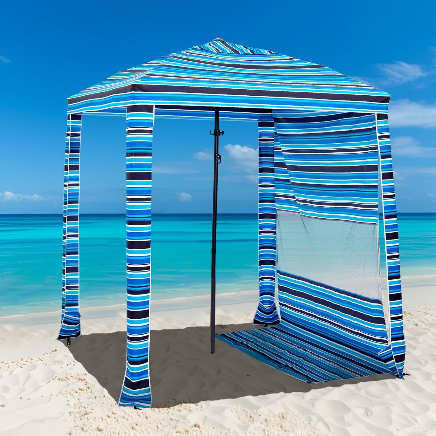 HOMEDEMO Beach Canopy UPF 50+, 6'×6', Easy Set up and Take Down Tent with Sand Pockets, Side Wall Shade Wind Waterproof for Kids, Family & Friends