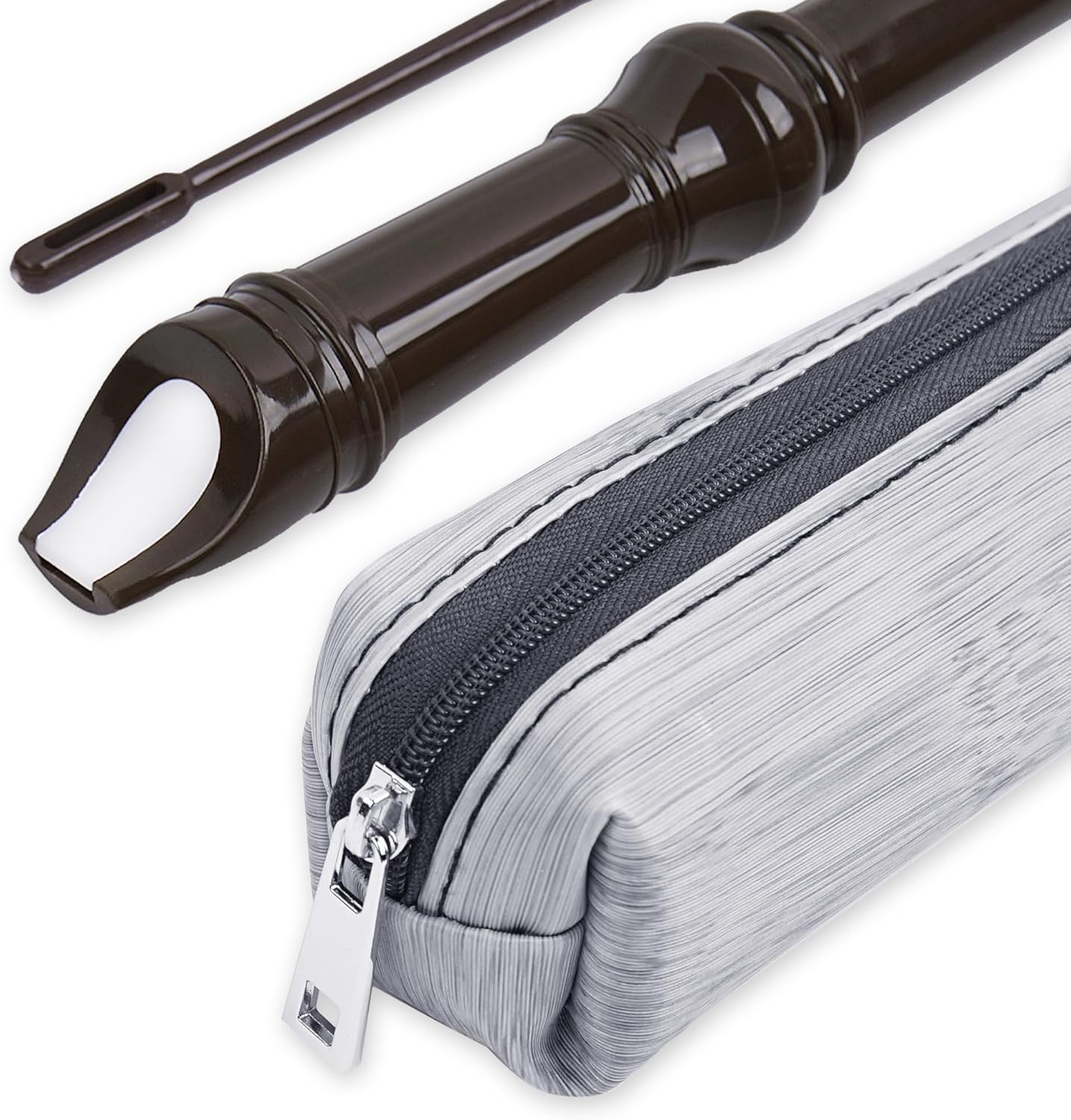 LIZIMANDU Recorder Instrument for Beginner Adults,8-Hole Soprano Descant Recorder Music Flute with Cleaning Rod & Case Bag For Home Entertainment(6-Wood Light Grey)