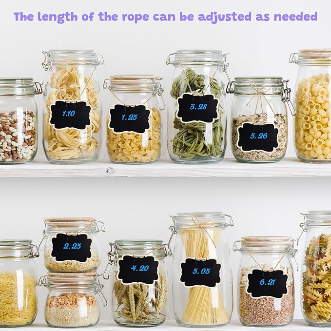 NEBURORA 24 Pcs Mini Erasable Wood Chalkboard Signs with Hanging String Reusable Double-Sided Blackboards for Message Boards Hanging Signs Price Labels Table Numbers Plant Name Tags