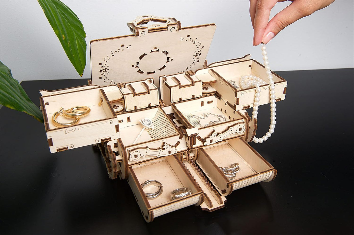 UGEARS 3D Wooden Puzzles Box - 3D Puzzle Antique Wooden Box Wooden Model Kits for Adults - Laser-Cut Mechanical Model Construction Kit