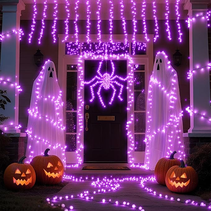 TingMiao Halloween Purple Fairy Lights Battery Operate,7.2ft 20 LEDs String Lights Silver Copper Wire for Hallowen Christmas DIY Decoration Wedding Party (6 Pack)