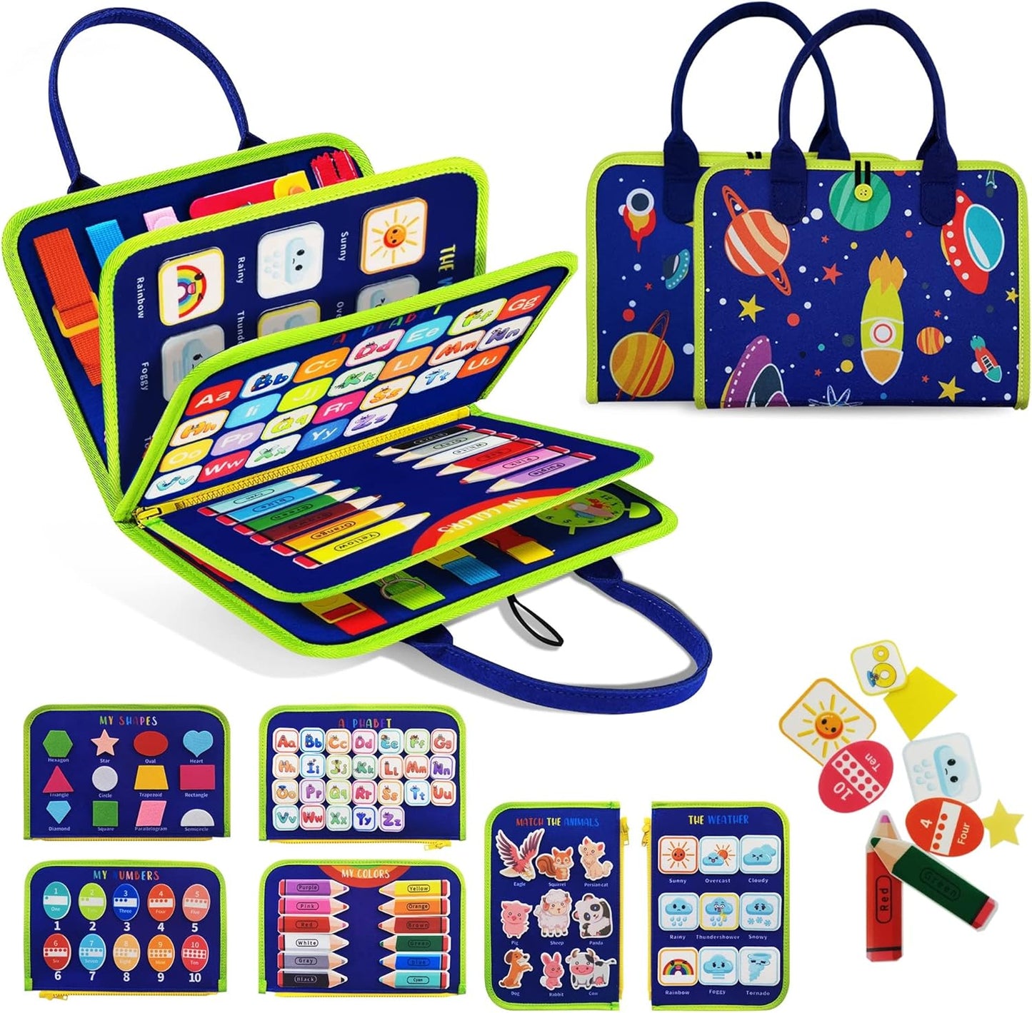 TenFans Busy Board - Montessori Toys for 1 2 3 Years Old - Sensory Toys for Autism - Toddler Toys Gift for Boys & Girls Learning Fine Motor Skills