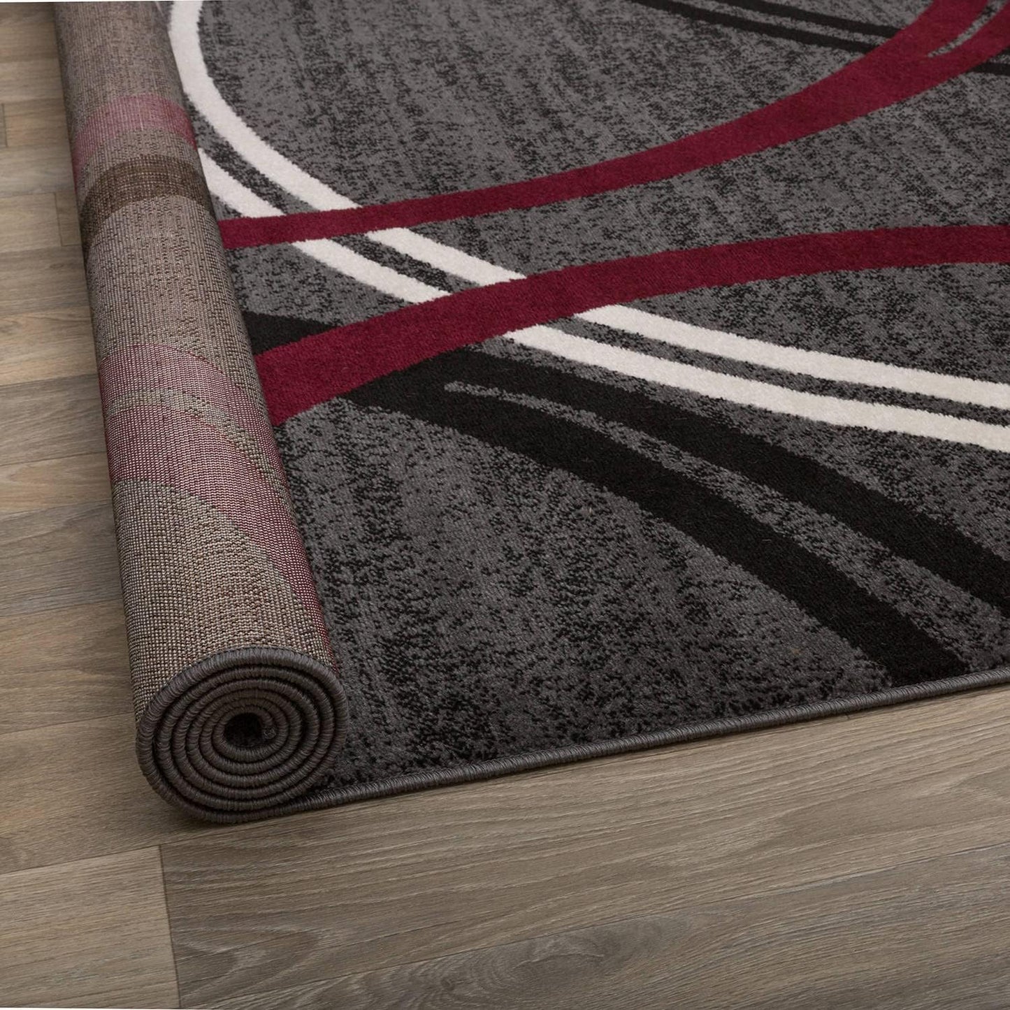 Rugshop Modern Wavy Circles Design Area Rug 3'3" x 5' Red