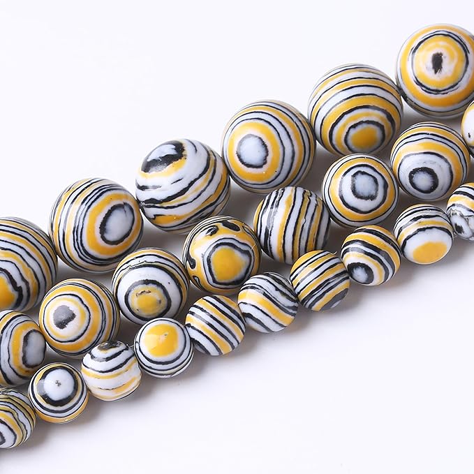 Yellow Peacock Turquoise Stone Beads Gemstone Round Crystal Energy Jade Beads Stone Beads for Jewelry Making DIY Bracelet Necklace Jewelry Making 1 Strand 15.5inch 4MM