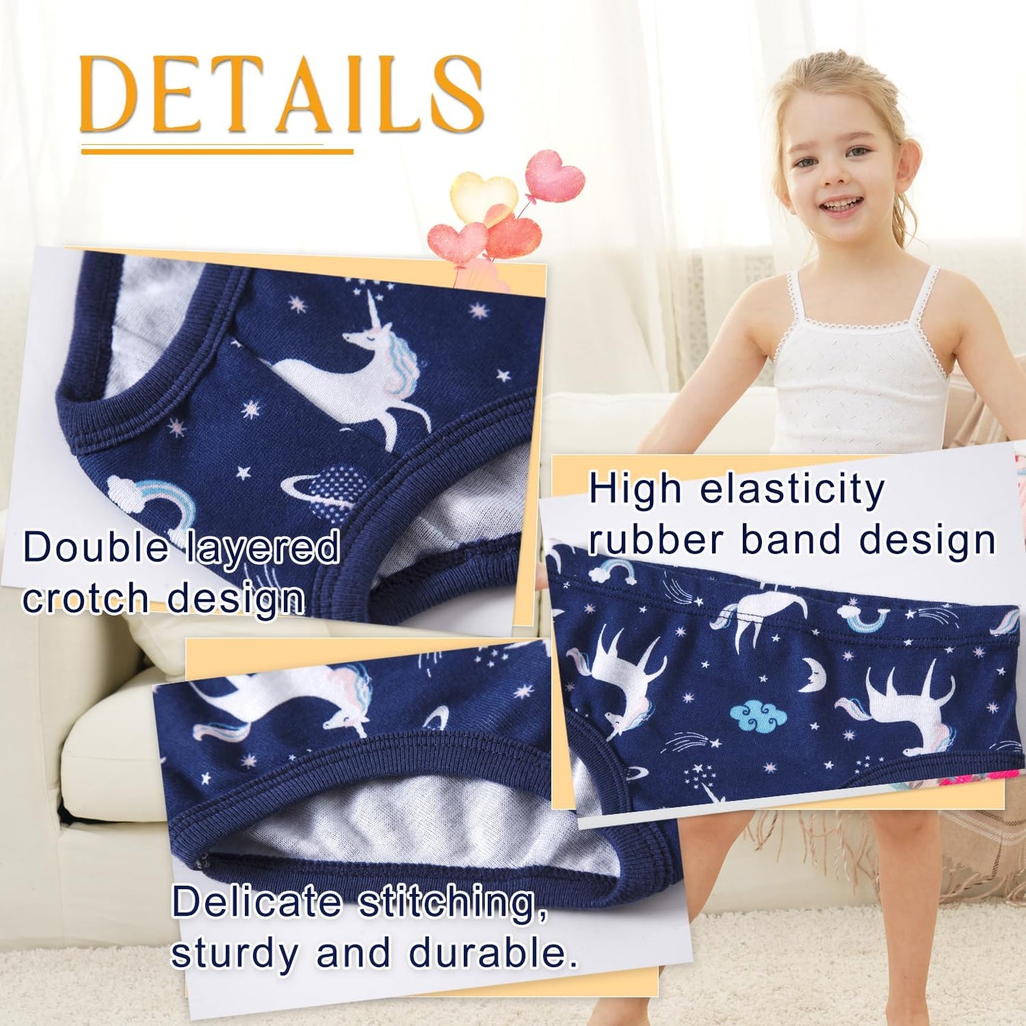 Finihen Girls Cotton Underwear Toddler Girls Panties Kids Briefs Multipacks.