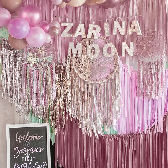 PartyWoo Pink Crepe Paper Streamers 4 Rolls 328 ft Pack of Dusty Pink Crepe Paper for Baby Shower Bridal Shower Gender Reveal Bachelorette Birthday Party Decorations (1.8 Inch x 82 Ft/Roll), Red-806