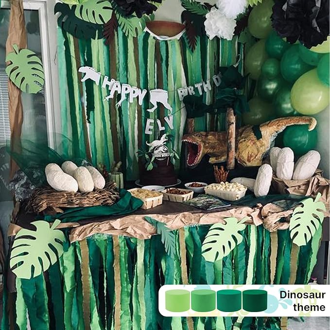 PartyWoo Crepe Paper Streamers 4 Rolls 328ft, Pack of Bluish Green Party Streamers, Crepe Paper for Birthday & Wedding Decorations (1.8 in x 82 Ft/Roll)