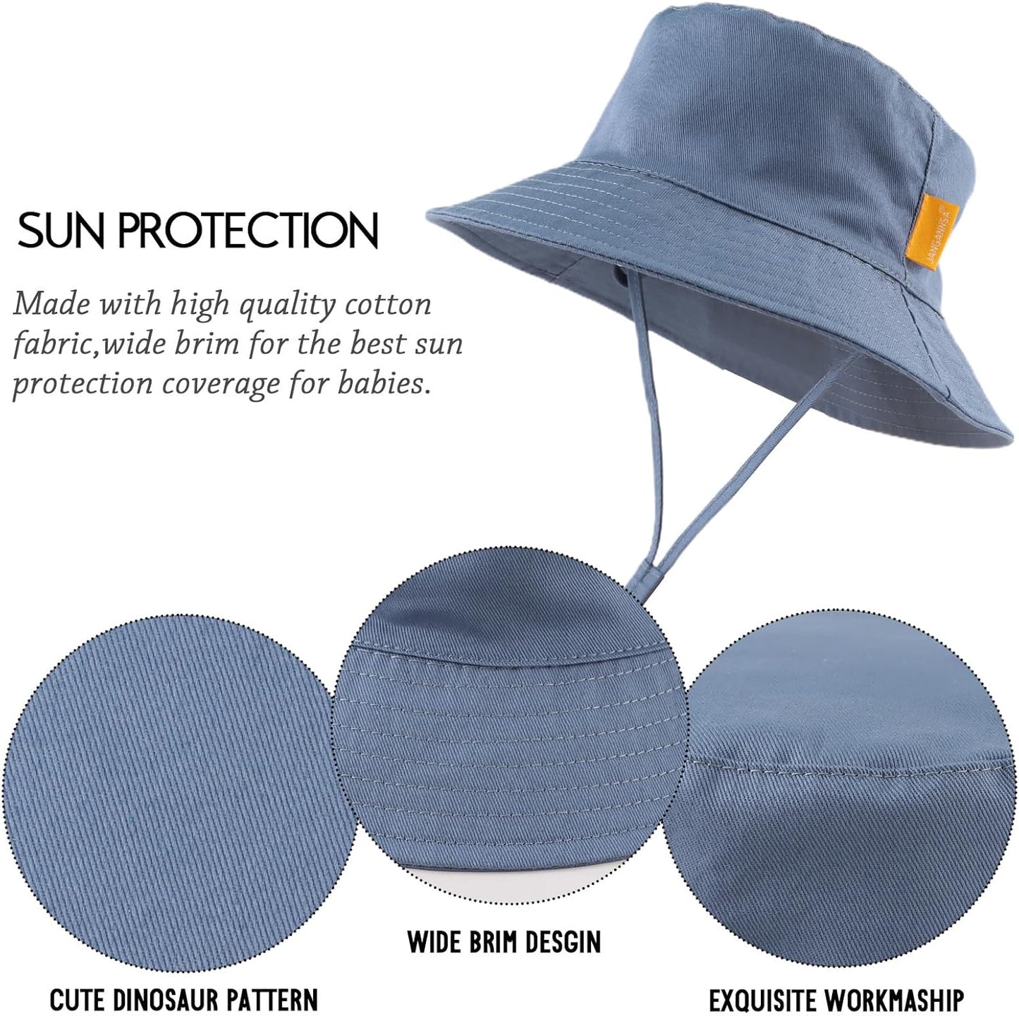 JANGANNSA Cotton Baby Sun Hat Infant Toddler Boys Girls Bucket Hats Summer Sun Protection Kids Beach Caps