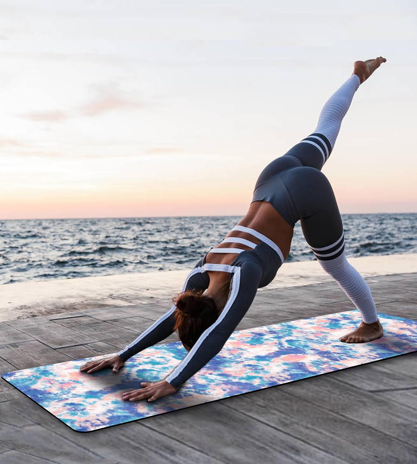 Non Slip Yoga Mat TPE Workout Mat for Men Women, Thick Workout Mat with Carrying Strap, Fitness Mats for Exercise, Yoga, Fitness, Pilates, Floor Workouts (72" x 24" x 6mm)